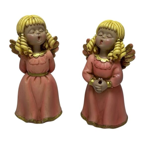 Vintage Ennio Morcaldo/Alfonso Lucchesi Pink Resin Singing Angels Italy 1992 - Picture 1 of 10